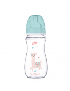 Canpol babies Dojčenská antikoliková fľaša široká EasyStart 300 ml 12m+ Exotic Animals zelená
