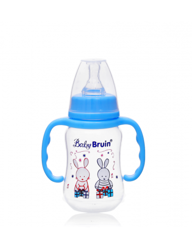 Baby Bruin Dojčenská fľaša plastová tvarovaná s držiakom 125 ml 0m+