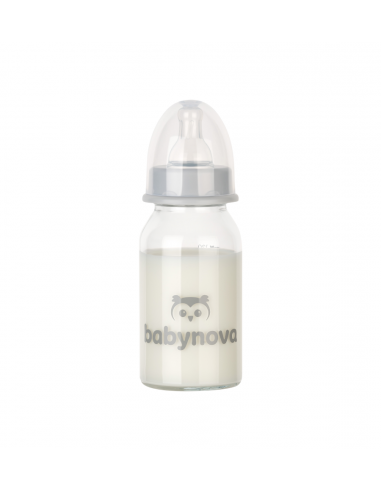 Baby Nova Sklenená dojčenská fľaša so štandardným hrdlom 0-24m 120 ml