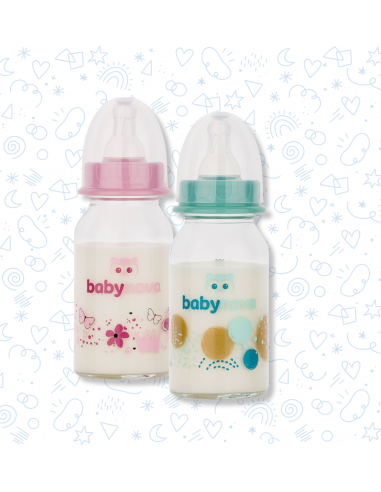 Baby Nova Dojčenská sklenená fľaša so štandardným hrdlom 0-24m 120 ml