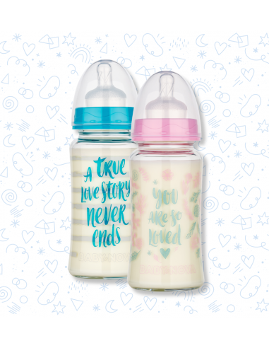 Baby Nova Dojčenská sklenená fľaša so širokým hrdlom 0-24m 230 ml