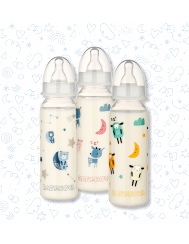 Baby Nova PP Dojčenská fľaša so štandardným hrdlom Dobrú noc 0-24m 240 ml