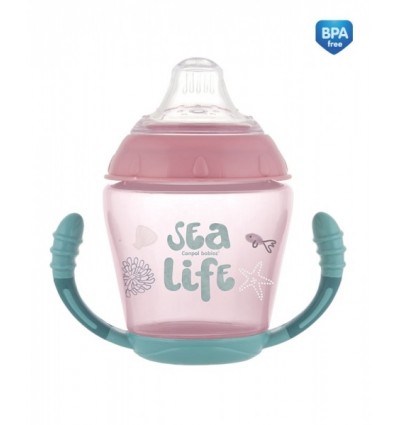 Canpol babies Netečúci hrnček s mäkkým náustkom 230 ml 9 m+ Sea Life ružový