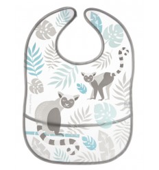 Canpol babies podbradník plastový mäkký s vreckom Džungľa sivý