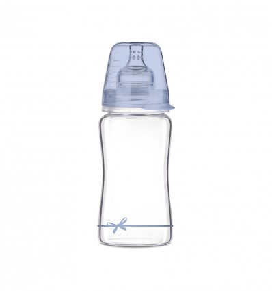 Lovi Dojčenská fľaša sklo Diamond Glass 250ml 3m+ Baby Shower boy