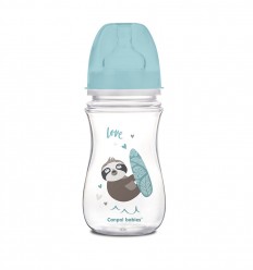 Canpol babies Dojčenská antikoliková fľaša široká EasyStart 240 ml 3m+ Exotic Animals modrá