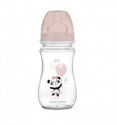 Canpol babies Dojčenská antikoliková fľaša široká EasyStart 240 ml 3m+ Exotic Animals ružová