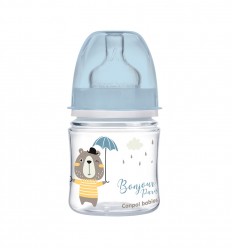 Canpol babies Dojčenská antikoliková fľaša široká EasyStart 120 ml 0m+ Bonjour Paris modrá