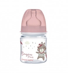 Canpol babies Dojčenská antikoliková fľaša široká EasyStart 120 ml 0m+ Bonjour Paris ružová