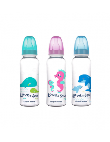 Canpol babies Dojčenská fľaša tvarovaná plast Love&Sea 250 ml 12m+