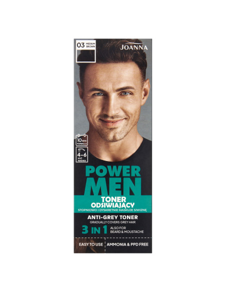 POWER MEN toner na šedivé vlasy 03 Stredne hnedá 80 g