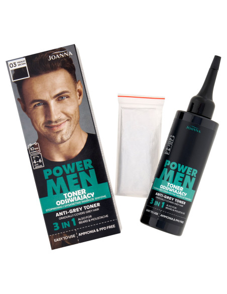POWER MEN toner na šedivé vlasy 03 Stredne hnedá 80 g