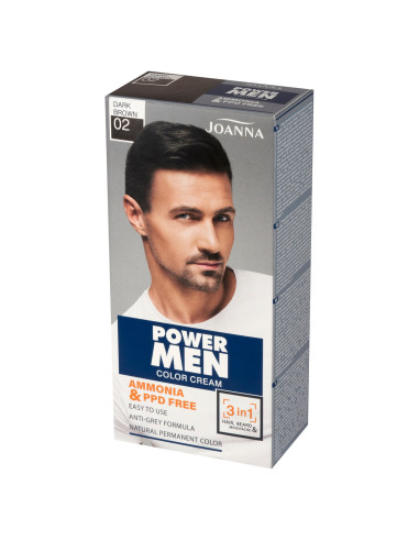 POWER MEN farba na vlasy 02 Tmavohnedá
