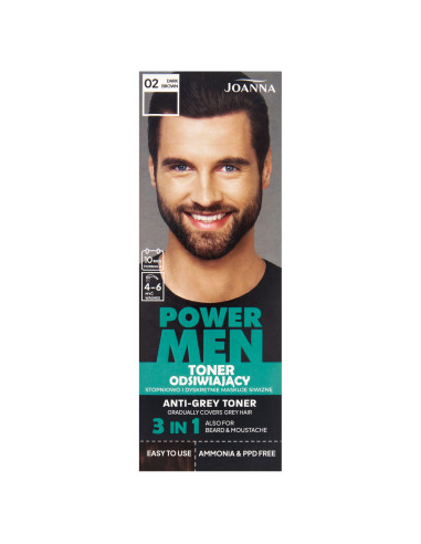 POWER MEN toner na šedivé vlasy 02 Tmavohnedá 80 g