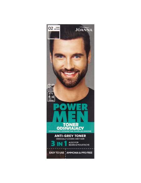 POWER MEN toner na šedivé vlasy 02 Tmavohnedá 80 g