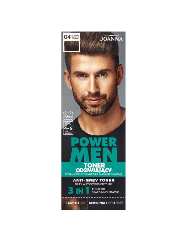 Power Men 04 Natural Brown tonikum pro odšedivění vlasů – přirozený efekt bez odrostu